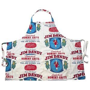 VTG Jim Dandy Co Hominy Grits Sack Fabric Apron feed Bag Neck Strap Waist Ties
